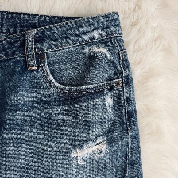 American Eagle Denim Mini Skirt 14 (37x12.5) Blue Distressed Button Cotton Women - Picture 9 of 10